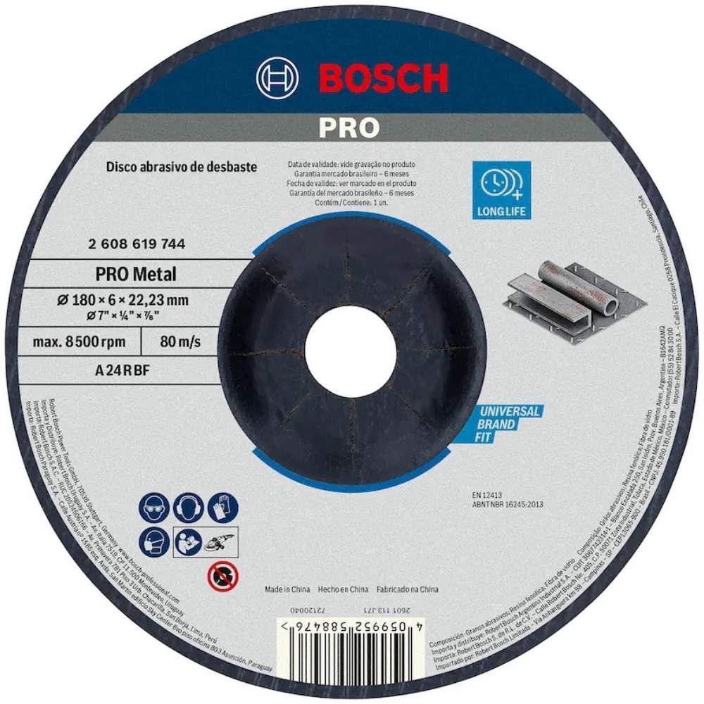 Disco de Desbaste Bosch 7 Polegadas 180mm para Metal 1 Disco de Desbaste 7 POL 180 MM Stardard para Metal BOSCH