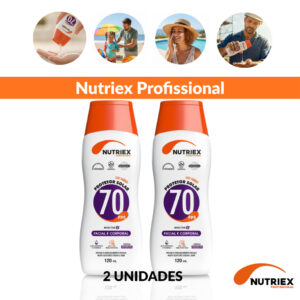 Kit 2 Protetores Nutriex FPS70 Facial e Corporal 120ml Oil Free Toque Seco Alta Proteção