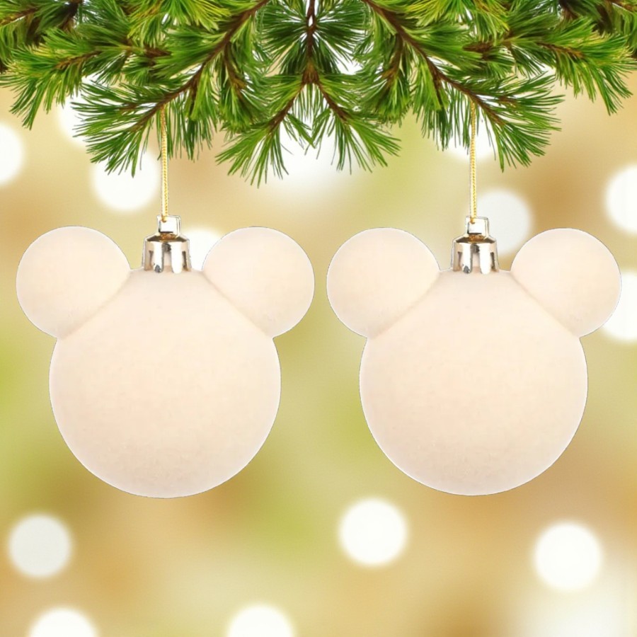 Kit 2 Bolas de Natal Mickey Disney Original Aveludada 10cm 1 Bola de Natal - Mickey - Aveludada Bege - 10cm - 2 unidades - Disney Original - Rizzo