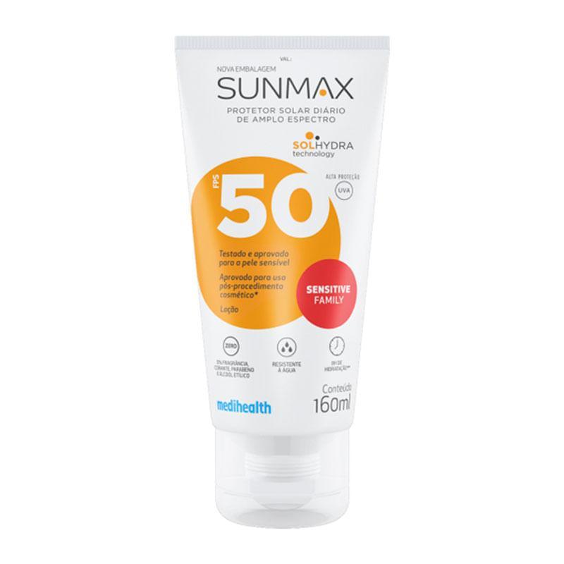 Protetor Solar Sunmax Sensitive FPS50 - Pele Oleosa e Sensível 1 Protetor Solar Corporal Sunmax Sensitive FPS50 160ml