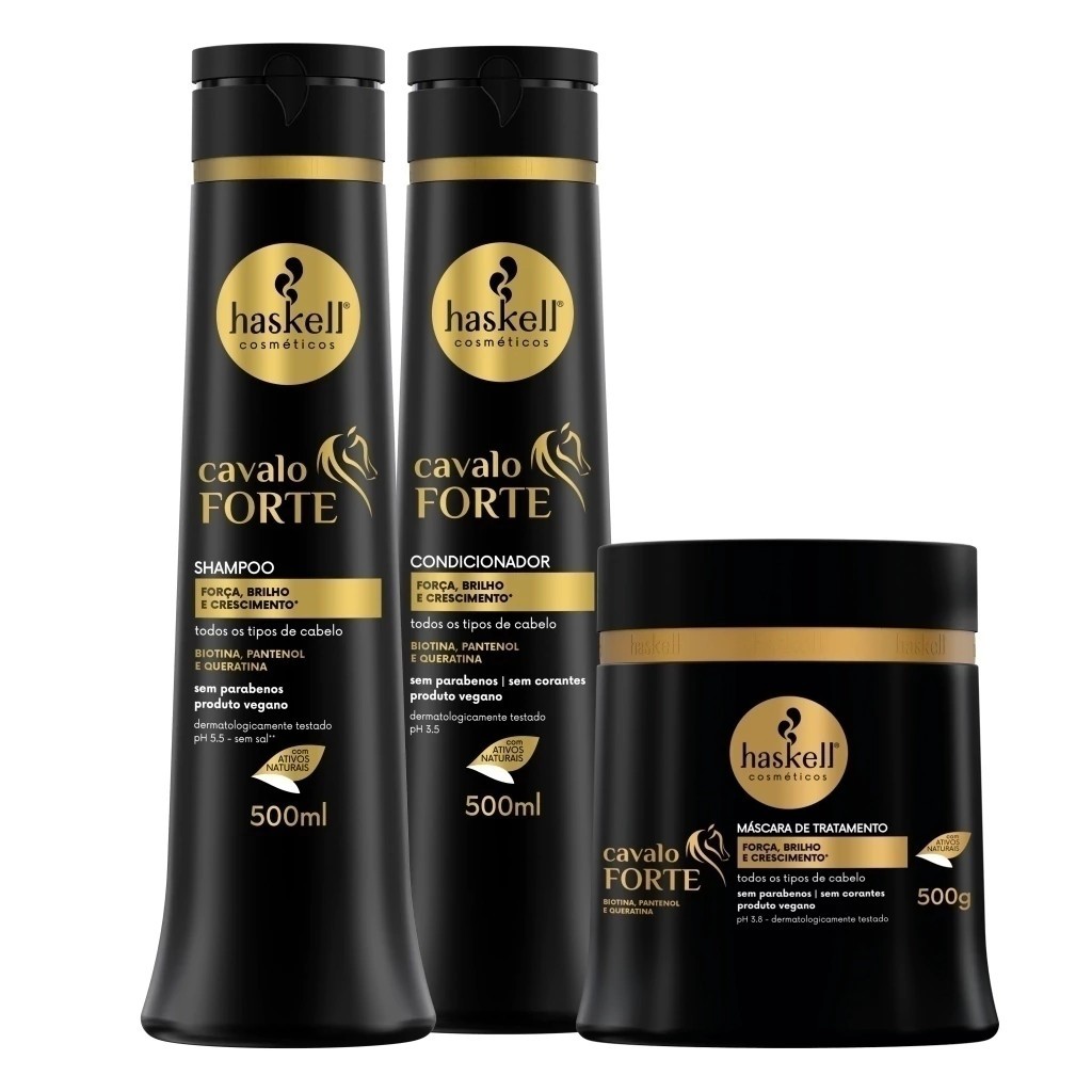 Kit Haskell Cavalo Forte - Força e Crescimento Capilar (3 Itens) 1 Kit Cavalo Forte 500g Haskell | 3 Itens