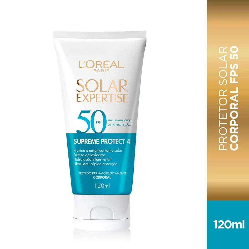 Protetor Solar Corporal L'Or?al FPS 50 - Supreme Protect 4 1 Protetor Solar Corporal L'Oréal Paris Expertise Supreme Protect 4 FPS 50 120ml