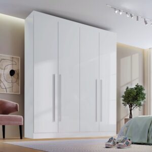Guarda Roupa Solteiro MDF 4 Portas 3 Gavetas Paris Plus Branco