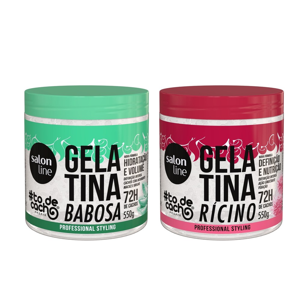 Kit Gelatina Babosa + ?leo R?cino #todecacho 1 Kit Gelatina Babosa + Gelatina Óleo de Rícino #todecacho Salon Line