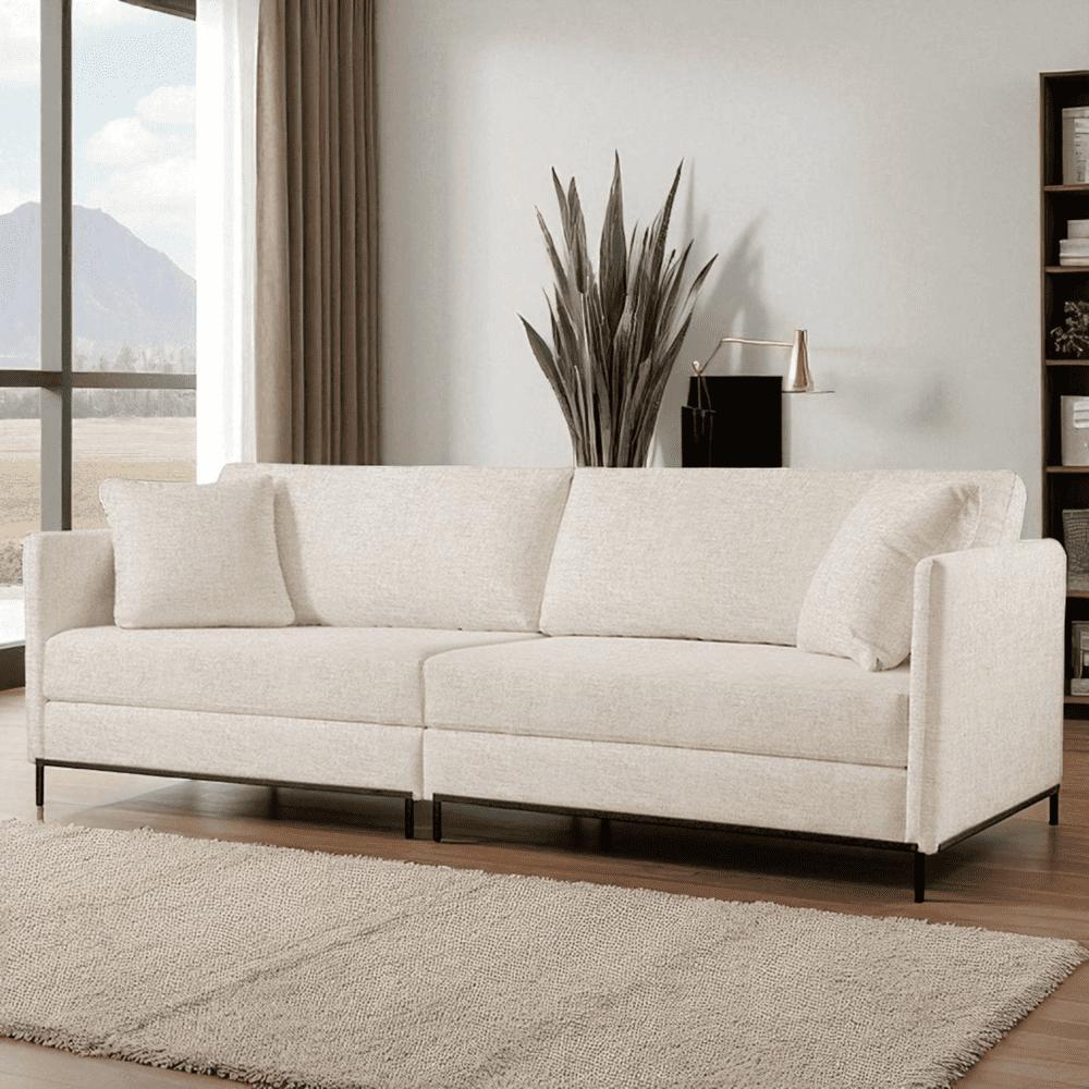 Sof? Ravi 2,90m Design Industrial Luxo Castellar M?bile 1 Sofá Ravi 2,90m Luxo 4/5 Lugares Base Metal Castellar Móbile