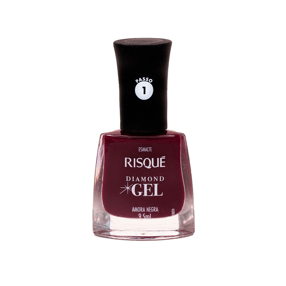 Esmalte Risqu? Diamond Gel Amora Negra - Brilho e Durabilidade 1 Esmalte Risqué Diamond Gel Amora Negra