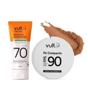 Combo Vult Care: Pó Compacto Cor 5 6g + Protetor Solar Facial FPS 70 40ml