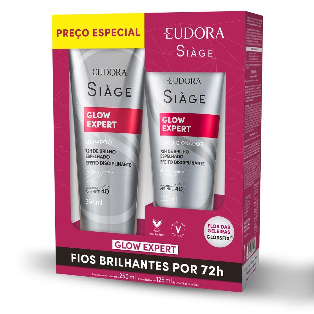Kit Si?ge Glow Expert Eudora Shampoo e Condicionador 1 Kit Siàge Glow Expert Eudora Shampoo e Condicionador
