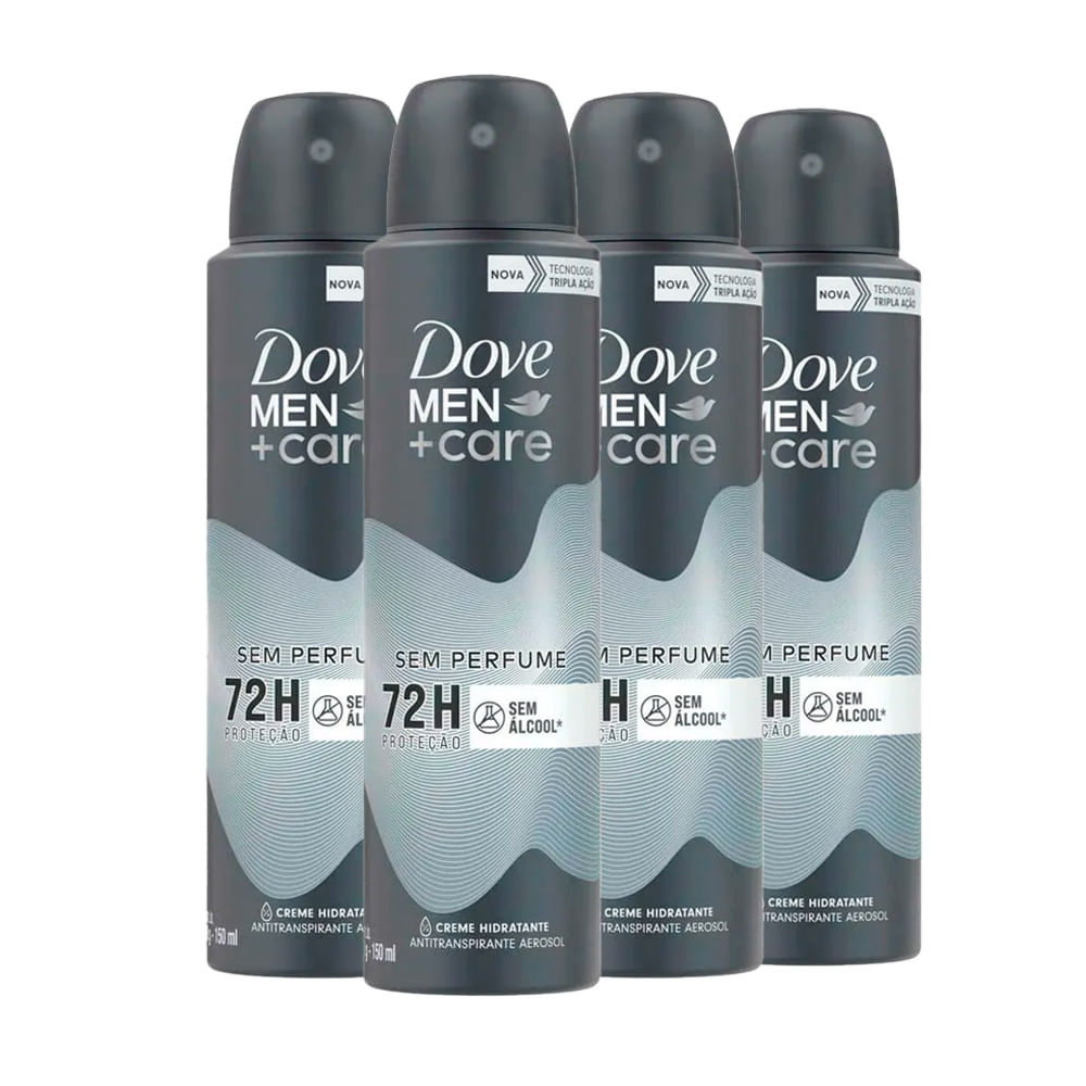 Kit Desodorante Dove Men Sem Perfume 4 Unidades 1 Kit Desodorante Aerosol Dove Men Sem Perfume 150ml - 4 unidades