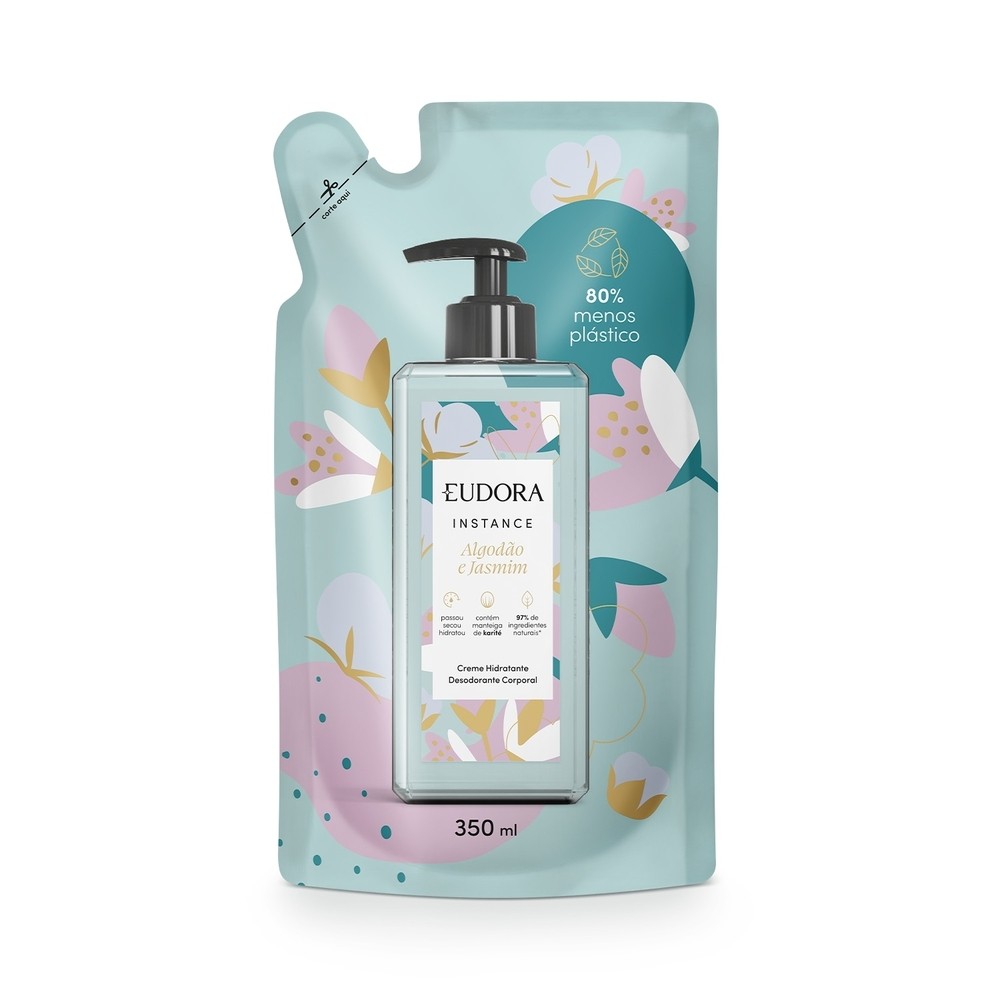 Hidratante Corporal Eudora Instance Algod?o Jasmim 350ml Refil 1 Eudora Instance Refil Hidratante Algodão e Jasmim 350ml