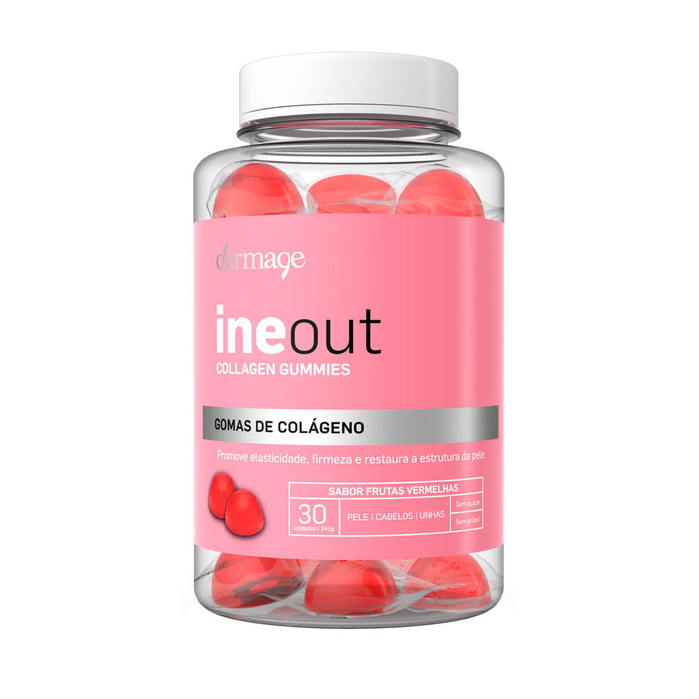 Ineout Collagen Gummies Frutas Vermelhas 1 Ineout Dermage Collagen Gummies Sabor Frutas Vermelhas com 30 Gomas