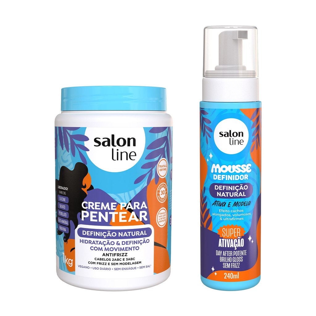 Kit Definição Natural: Mousse e Creme para Cachos e Ondas 1 Kit Definição Natural com Mousse e Creme para Pentear