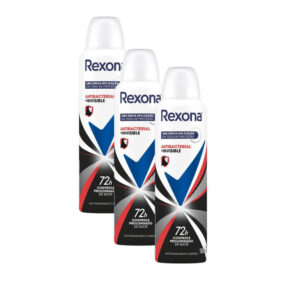 Kit 3 Desodorante Antitranspirante Rexona Antibacterial + Invisible Aerosol 150ml