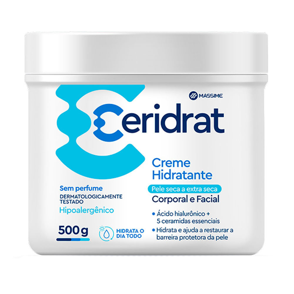 Creme Hidratante Ceridrat 500g - M?ssime | Pele Ressecada 1 Ceridrat Creme Hidratante Corporal e Facial 500g