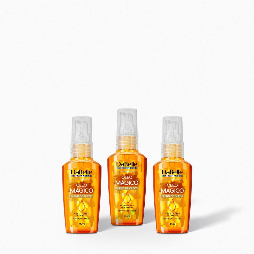 Kit ?leo M?gico DaBelle Hair - 3 Unidades - Nutri??o e Brilho 1 Óleo Mágico Blend de Óleos 45ml - Dabelle Hair Kit C/ 3 Unidades