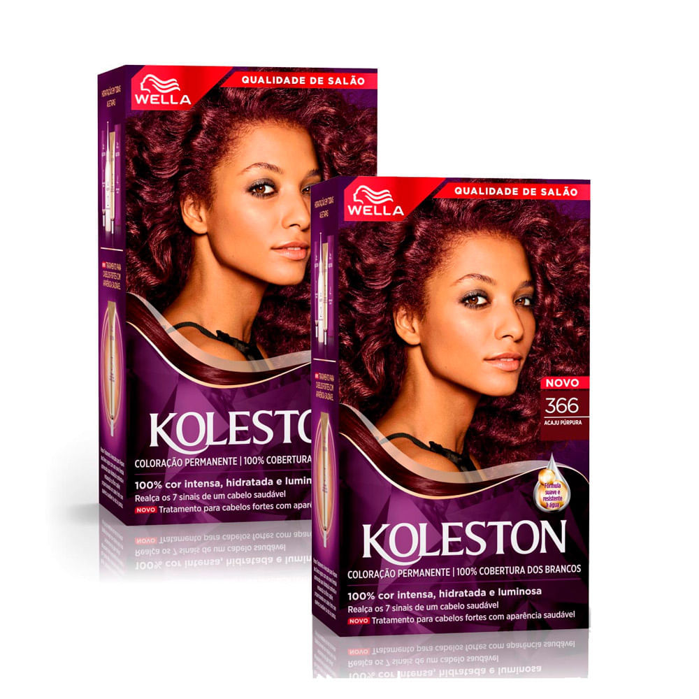 Kit 2 Tinturas Koleston Acaju Púrpura 366 - Cor Vibrante 1 Kit 2 Tinta de Cabelo Koleston Acaju Púrpura 366