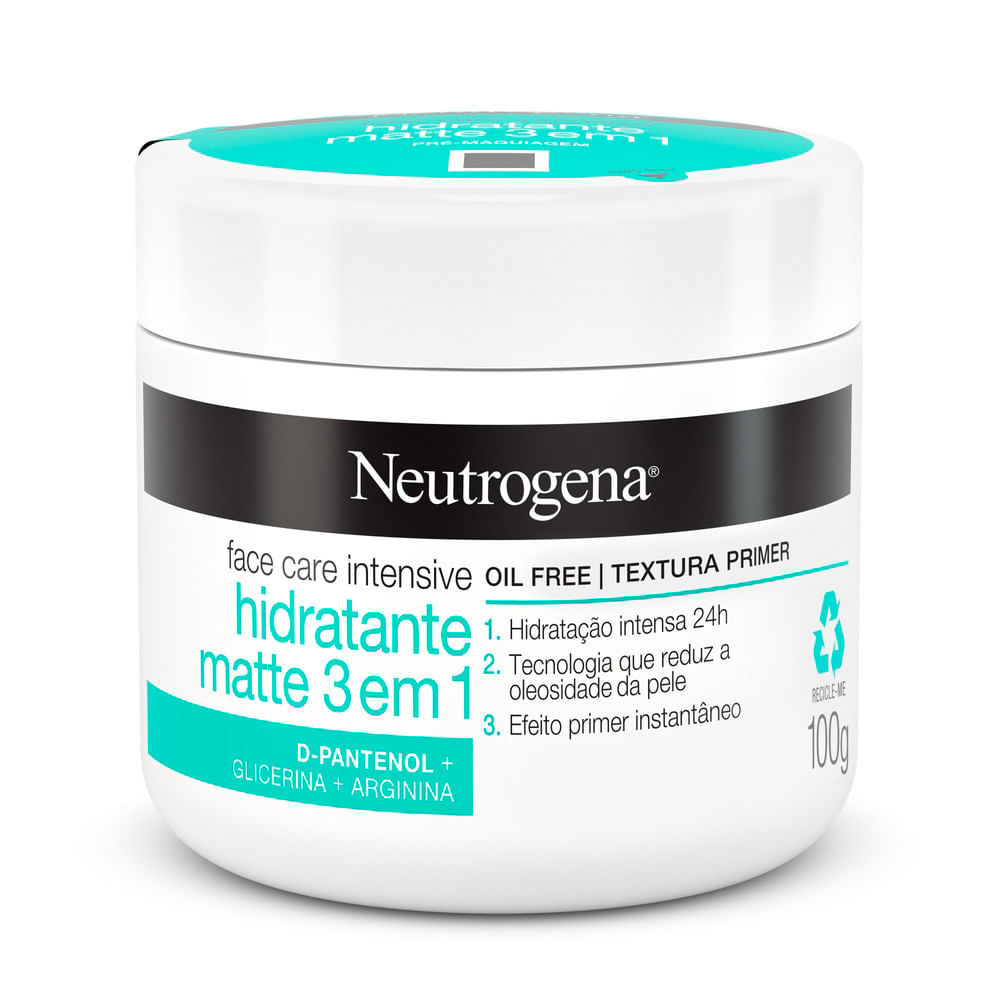 Creme Neutrogena Hidratante Facial Matte 3 em 1 - 100g 1 Creme Neutrogena Face Care Intensive Hidratante Matte 3 em 1 100g