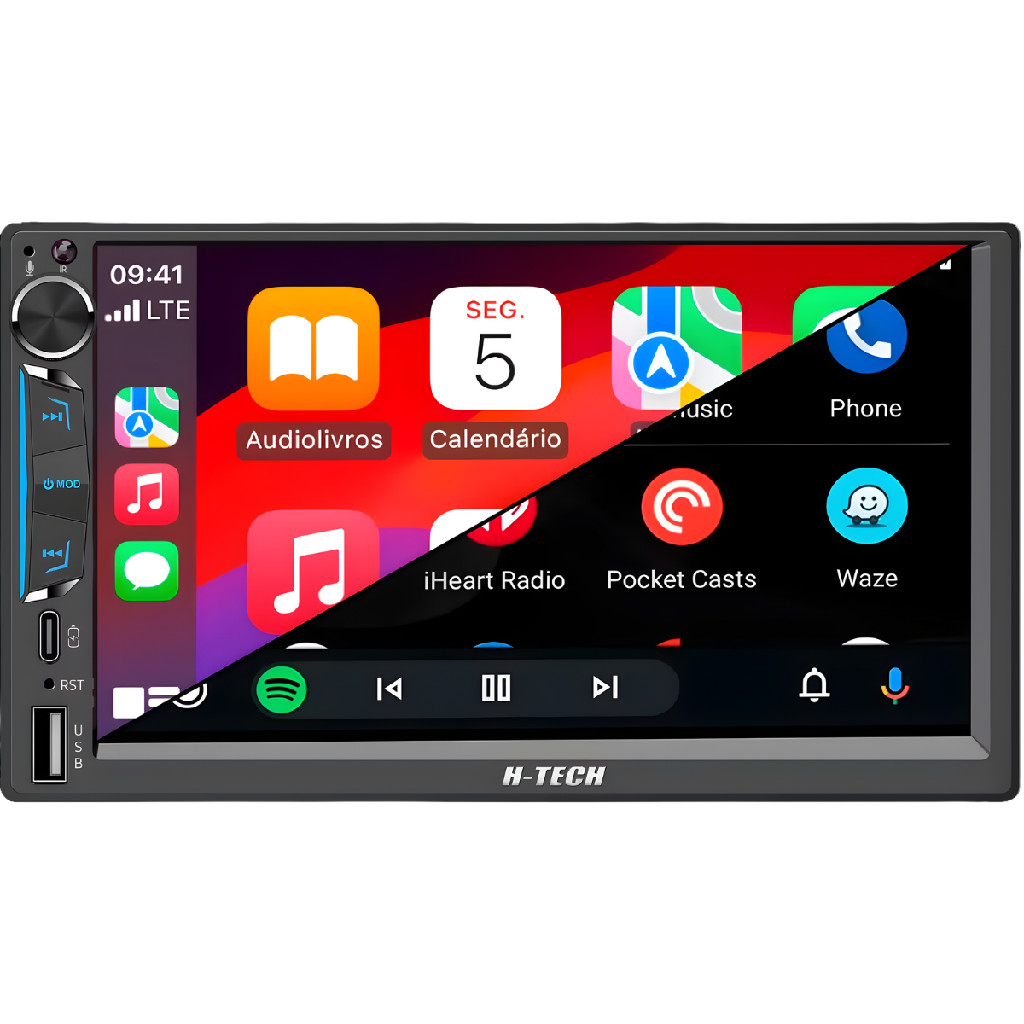 Multimídia 2Din 7" Carplay Android Auto HT-5125CA H-Tech 1 Multimídia 2din 7 Polegadas Carplay Android Auto Ht-5125ca