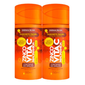 Kit 2 Sabonete Facial Efeito Matte Dermacream Zinco + Vita C Niacinamida Antioleosidade 150ml