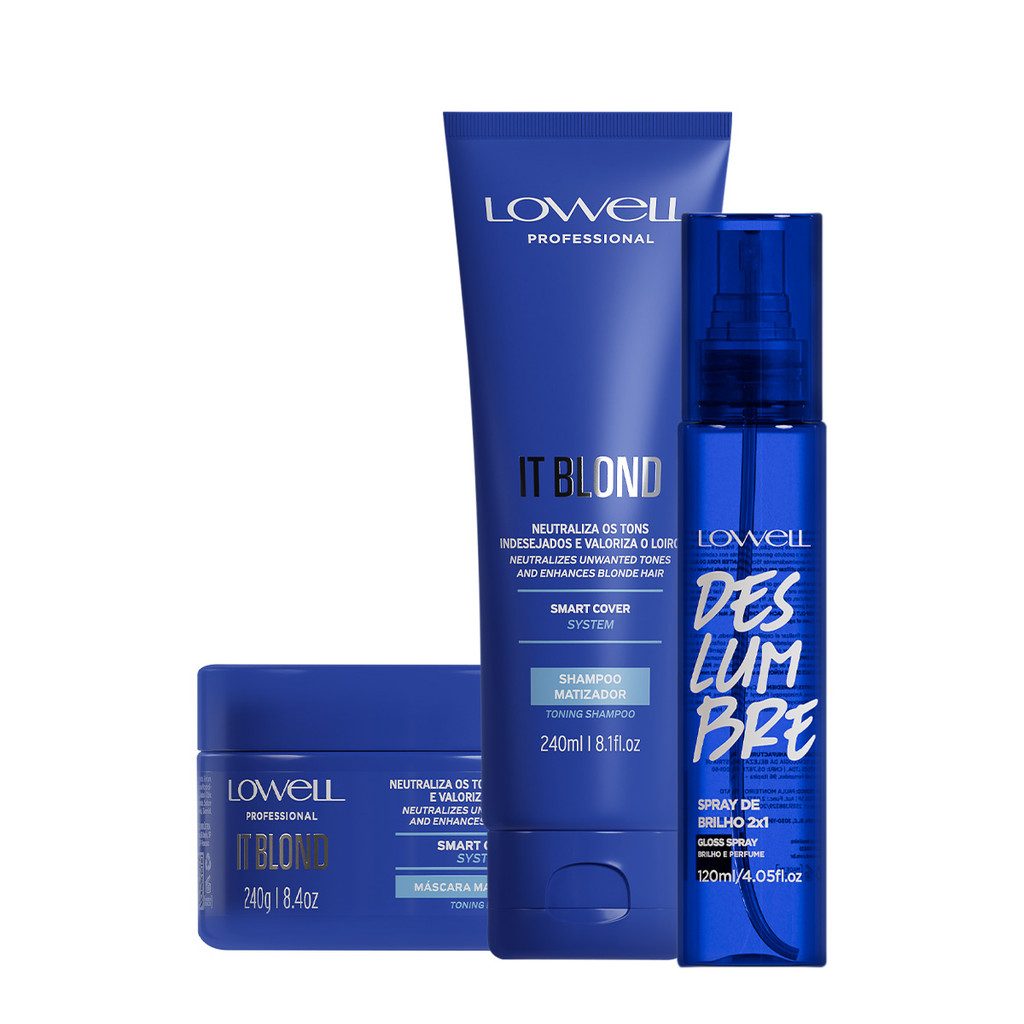 Kit Lowell It Blond: Shampoo, Máscara e Spray de Brilho 1 Kit Lowell It Blond Shampoo Máscara Spray (3 produtos)
