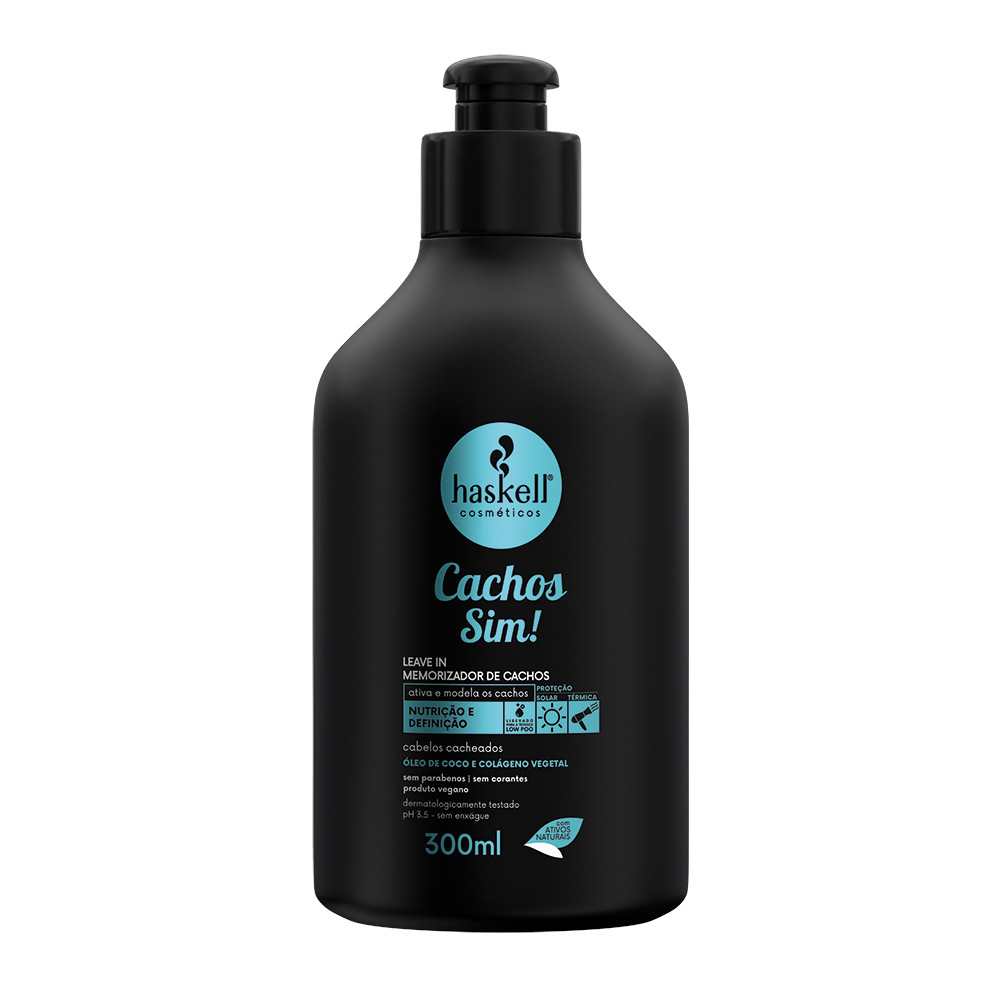 Leave-in Cachos Sim! Haskell 300ml - Defini??o e Frizz 1 Leave in Memorizador de Cachos Sim! 300ml Haskell