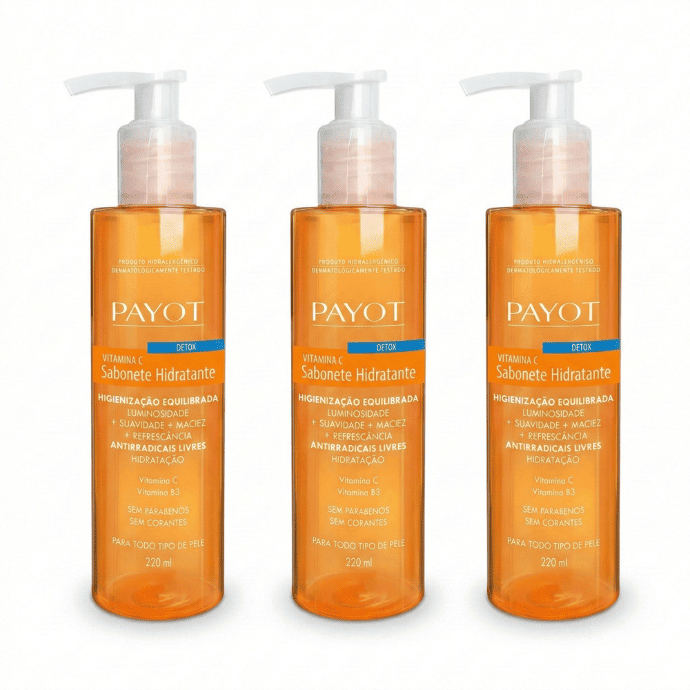 Payot Detox Vitamina C 220ml - Limpeza Profunda e Hidrata??o 1 Kit 3 Sabonetes Líquido Payot Detox Vitamina C 220ml