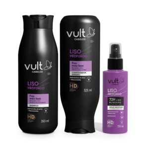 Combo Vult Cabelos Liso Profundo: Shampoo 350ml + Condicionador 325ml + Spray Blindagem 100ml