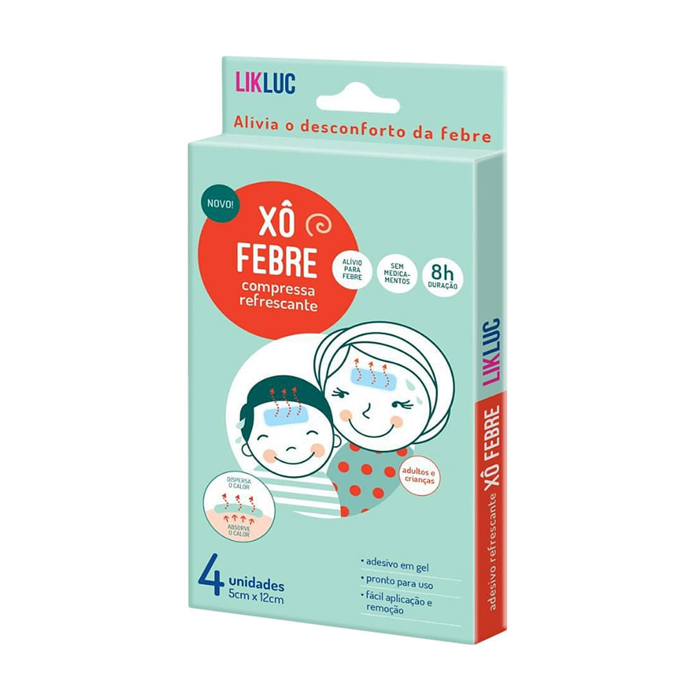 Compressa Adesiva Refrescante X? Febre LikLuc - 4 Unidades 1 Xô Febre Compressa Adesiva Refrescante LikLuc com 4 Unidades