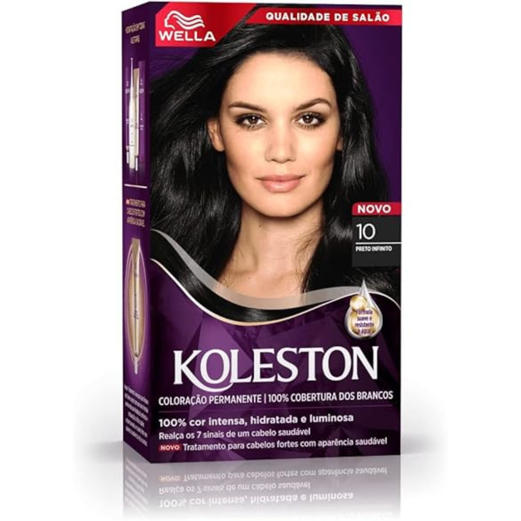 Koleston 10 Preto Infinito: Cor, Brilho e Maciez Imbat?veis 1 Kit Tintura Koleston 10 Preto Infinito