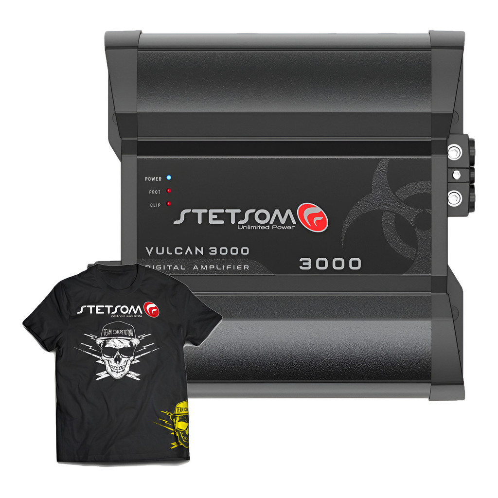 M?dulo Stetsom Vulcan 3000W RMS 1 Ohm + Camiseta Exclusiva 1 Módulo Stetsom Vulcan 3000w Rms 1 Ohm 1 Canal + Camiseta