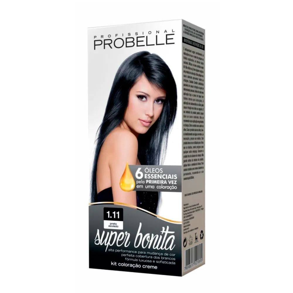 Tintura Probelle Preto Azulado 1.11 - Cabelos Vibrantes 1 Tintura Probelle Preto Azulado 1.11 - Cabelos Vibrantes
