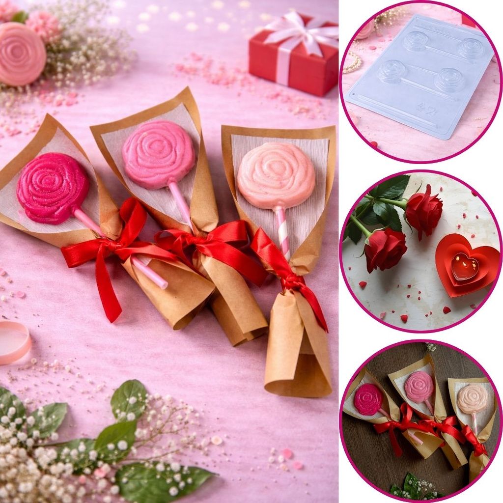 Forma de Chocolate BWB Pirulito Rosa Suspiro Simples 1 1~10 FORMA BWB PIRULITO ROSA SUSPIRO SIMPLES BWB 10390 (CHOCO)