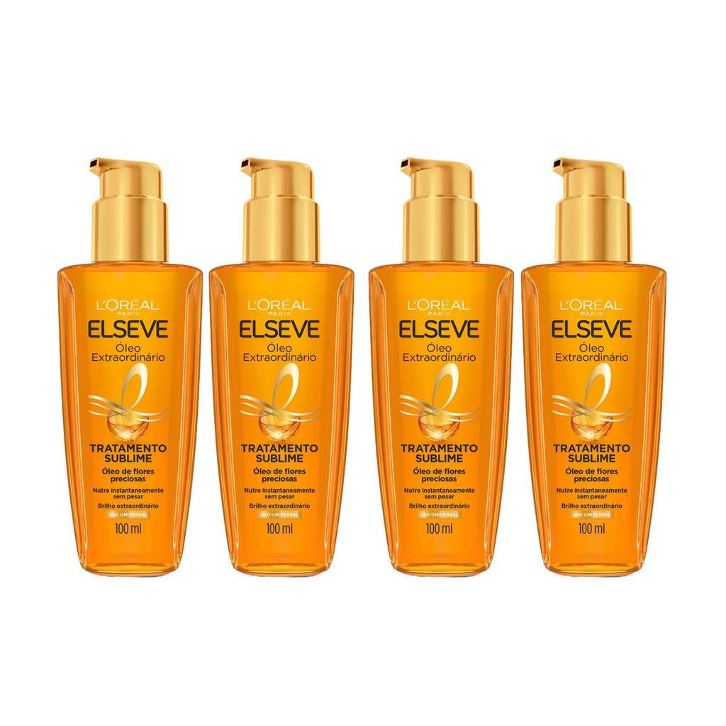 Kit 4 ?leo Extraordin?rio Elseve L'Or?al - 100ml 1 Kit 4 Óleo Extraordinário Elseve L'Oréal Paris Tratamento Reconstrutor Capilar 100ml