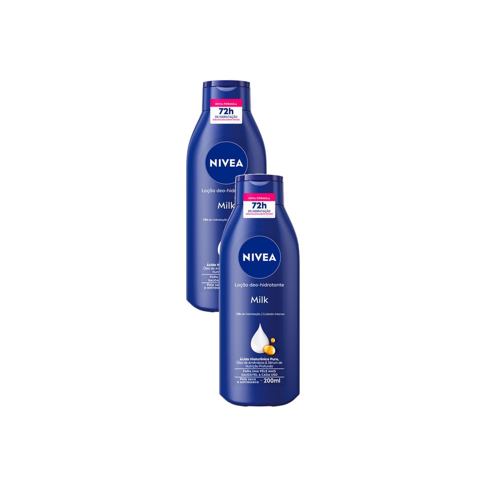 Lo??o Hidratante Nivea Milk 200ml 1 Kit 2 Loção Hidratante Nivea Milk Hidratação Profunda Pele Seca a Extrasseca 200ml