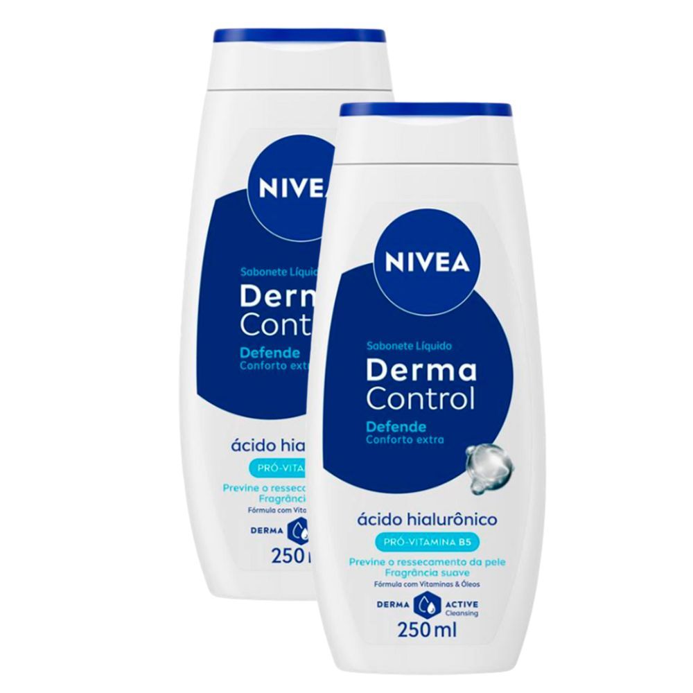 Kit 2 Sabonete L?quido Nivea Derma Control 250ml 1 Kit 2 Sabonete Líquido Nivea Derma Control Defende Suave 250ml