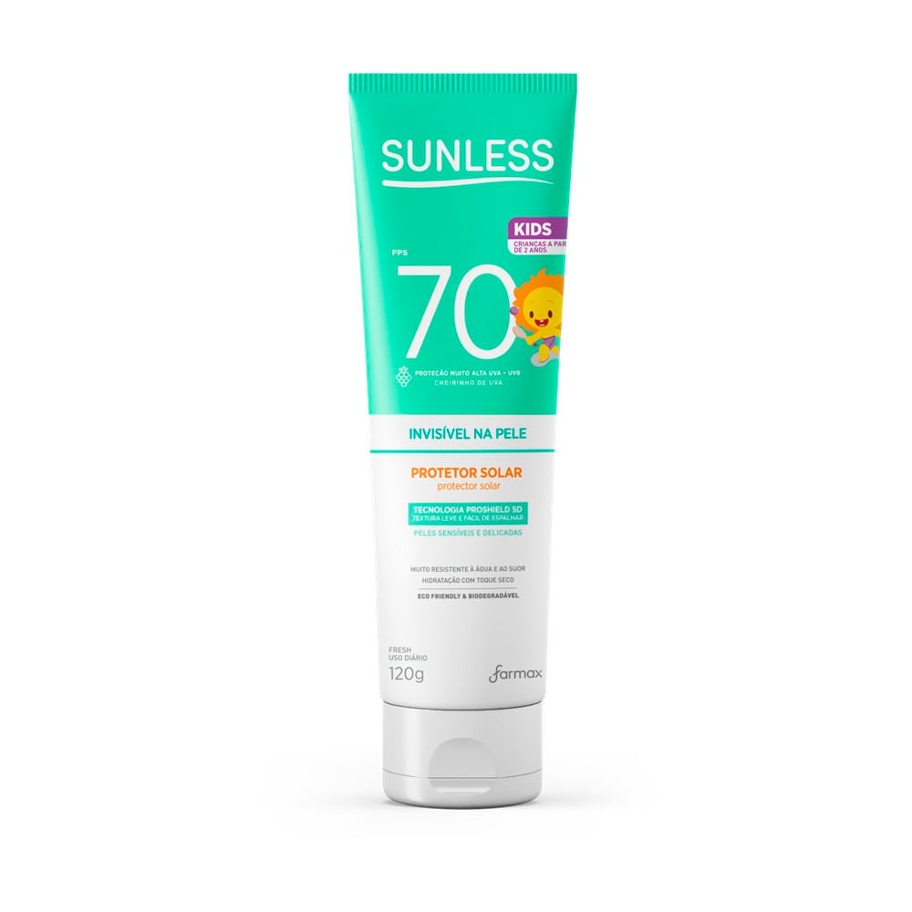 Protetor Solar Sunless Kids FPS 70 - Pele Sens?vel | Sunless 1 Protetor Solar Sunless Fresh Kids FPS 70 120g