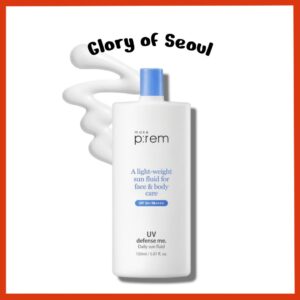 MAKE PREM Defesa UV Me Daily Sun Fluid, |Vegan não gelo calmante hidratando spf 50+ pa ++++, 150ml