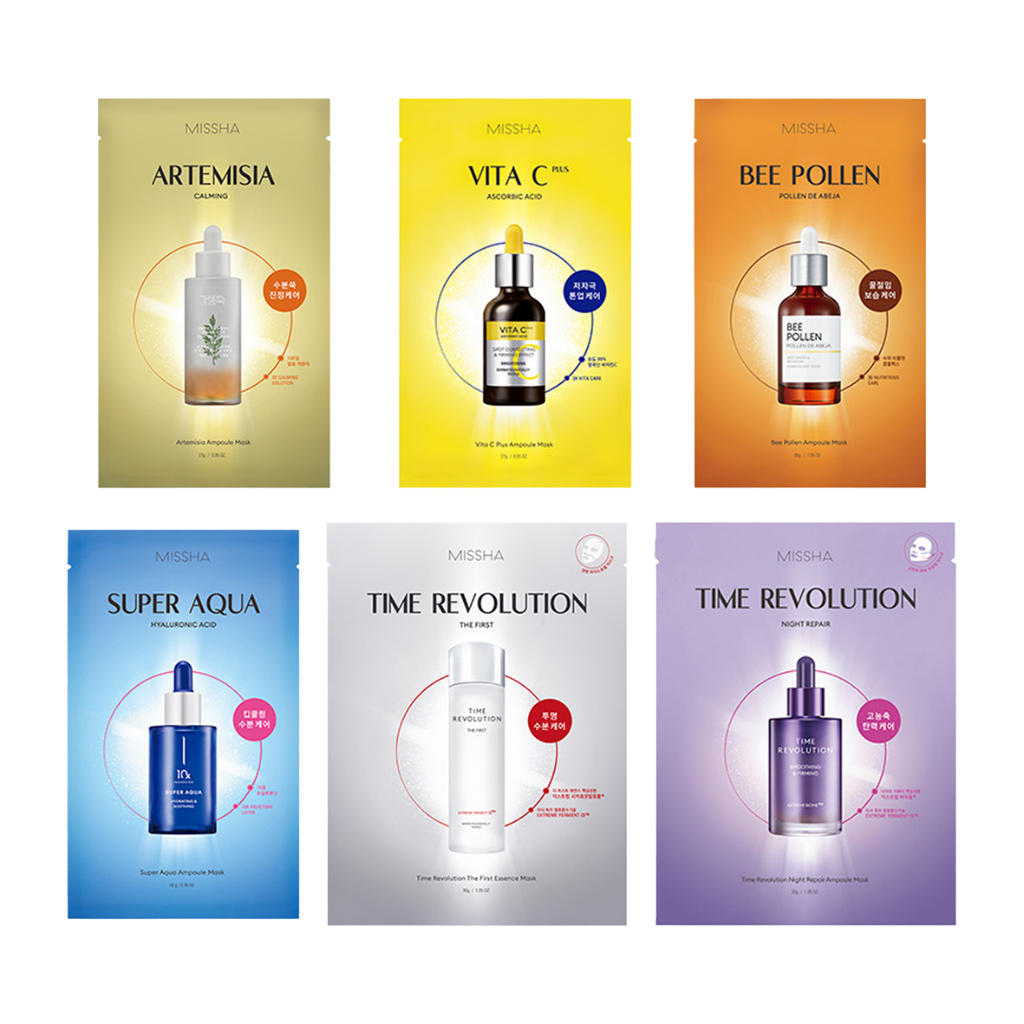 M?scara Facial Missha Ampoule & 1 Missha Ampoule & Essence Mask 27g, 30g 6types