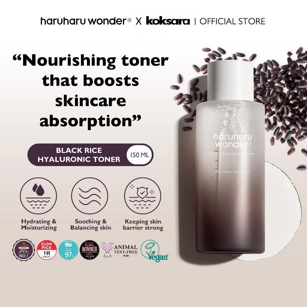 T?nico Facial Haruharu Wonder Black Rice - Hidrata??o Coreana 1 HARUHARU WONDER Black Rice Hyaluronic Toner 150ml, 300ml / 4 types(alcohol/ free of alcohol)