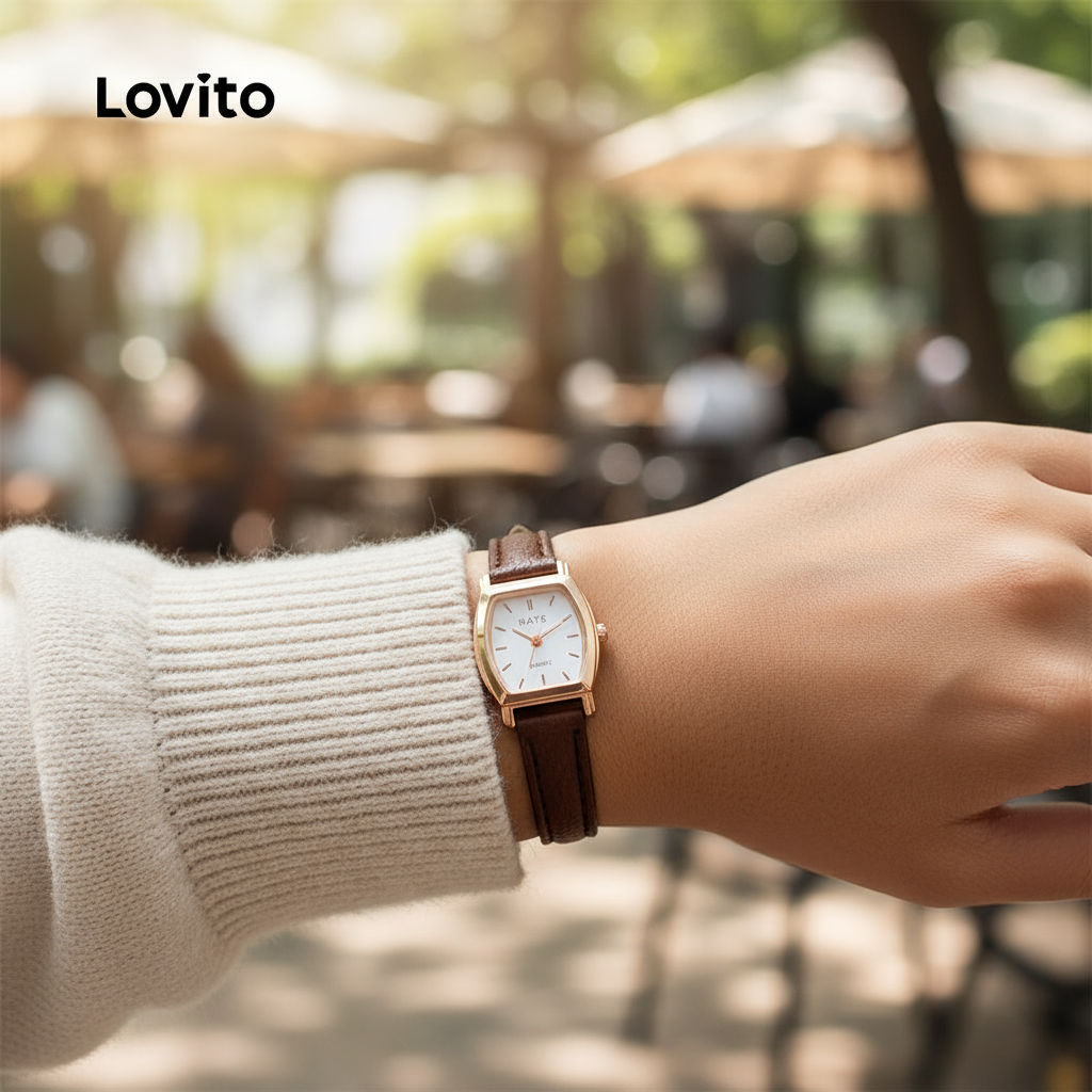 Rel?gio Feminino Lovito Quartz Quadrado Casual Vers?til 1 Lovito Relógio Quartz Feminino Casual para Todas as Estações, Estilo Versátil, Modelo LFA83230