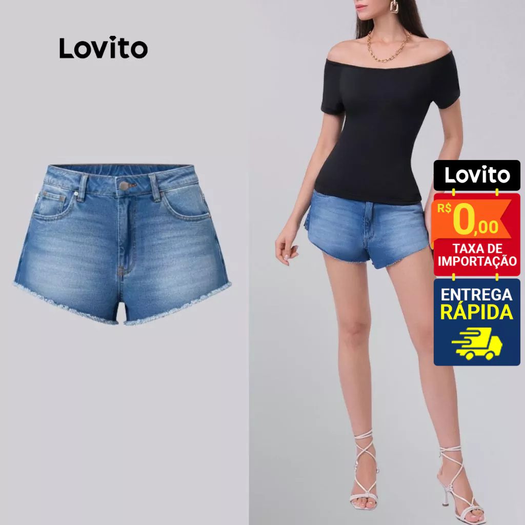 Shorts Jeans Feminino Curto Casual Algodão