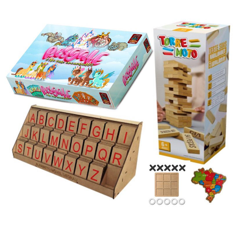 Tabuleiro Educacional Madeira Letras Números