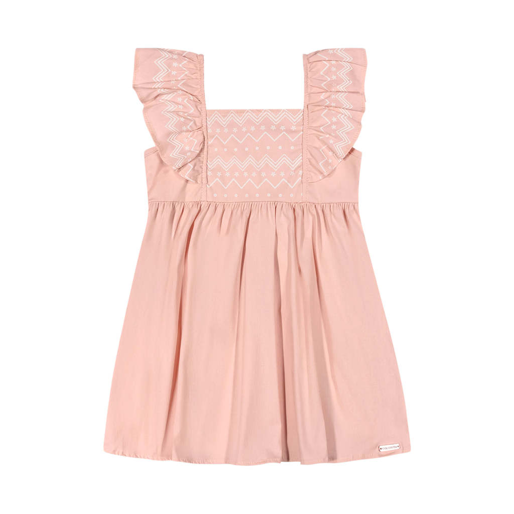 Vestido Infantil Colorittá Rosa – Babados e Estampa Puff
