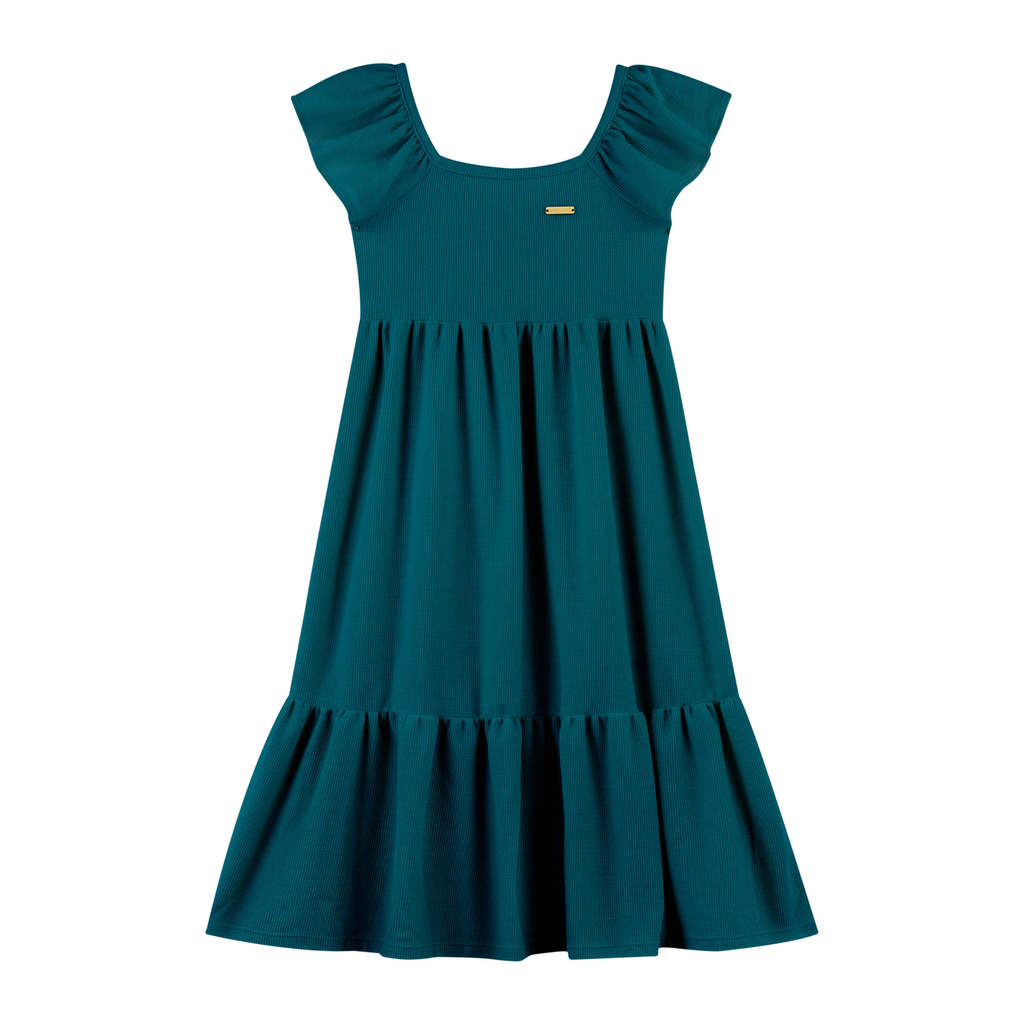 Vestido Midi Infantil Malha Verde Colorittá