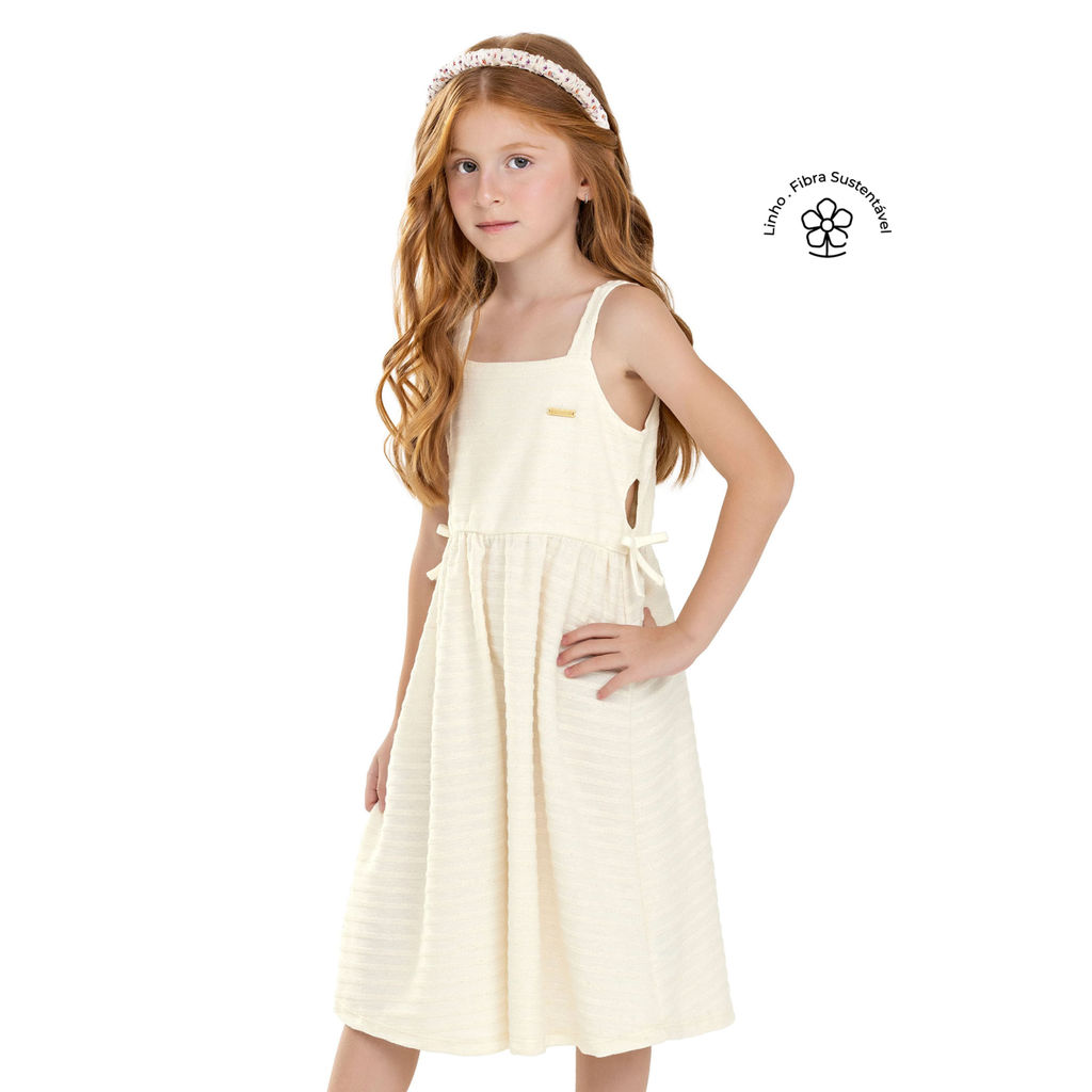Vestido Infantil Laço Bege Colorittá – Conforto e Estilo